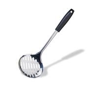 Fackelmann INITIAL Skimmer, Oil Skimmer & Strainer, Stainless Steel, Heat-Resistant Plastic Handle, Metal Colander Straining Spoon, Deep Fat Frying, Slotted Holes, 34.5cm