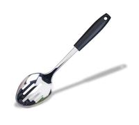 Fackelmann Initial Slotted Spoon, Stainless Steel Kitchen Utensil, 32cm | Heat-Resistant Plastic Handle for Serving, Draining, Mixing & Stirring, Home & Professional, Large Scooping Cooking Spoon