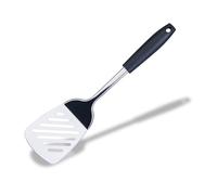 Fackelmann INITIAL Slotted Turner, Stainless Steel, Plastic Handle, Kitchen Cooking Spatula, Burger Flipper, Cooking Draining & Frying BBQ Utensil, 32.5cm, Black