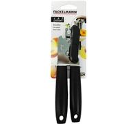 Fackelmann INITIAL Can Opener Stainless Steel, Plastic Handle, Food Safe Handheld Manual Tin Opener, Multifunctional with Bottle Cap Opener, Comfortable Handle, Sharp Cutting Blades, Black, 20cm