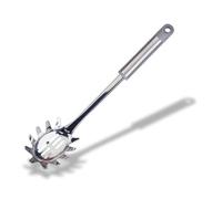 Fackelmann MODE Spaghetti Spoon, Stainless Steel Function Head & Handle, Kitchen Server, Pronged Pasta Fork with Slotted Holes, Serving Spoon, Scoop & Drain, 34cm, Grey, Silver