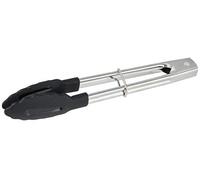 Fackelmann Multi-Purpose Kitchen Tongs PBT Length 18cm, Heat Resistant to 220C, Non-Stick Cookware Safe, Locking Mechanism, Scalloped Head, Dishwasher Safe, Silver & Black