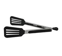 Fackelmann Multi-Purpose Kitchen Tongs PBT Length 23cm, Heat Resistant to 220C, Non-Stick Cookware Safe, Locking Mechanism, Dishwasher Safe, Silver & Black