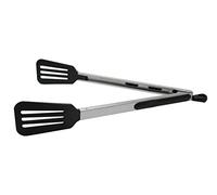 Fackelmann Multi-Purpose Kitchen Tongs PBT Length 30cm, Heat Resistant to 220C, Non-Stick Cookware Safe, Locking Mechanism, Dishwasher Safe, Silver & Black