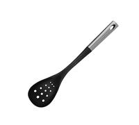 Fackelmann ORIGIN Slotted Spoon, Straining Spoon, Serving Spoon Plastic Function Head, Stainless Steel Handle, 35.5x8x4.2cm, Silver & Black