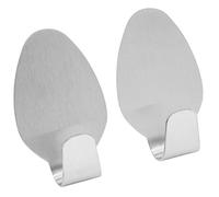 Fackelmann Oval Adhesive Hooks Set, Silver, 1-Inch. 2-Piece
