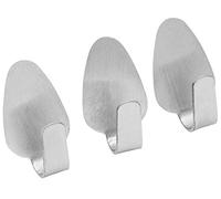 Fackelmann Oval Adhesive Hooks Set, Silver, 1-Inch. 3-Piece