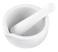 Fackelmann Pestle & Mortar 11cm, Porcelain, Stone Bowl & Grinder Set with Pouring Lip, Crush & Mash Herbs & Spices, 12x11.5x6.5cm, White