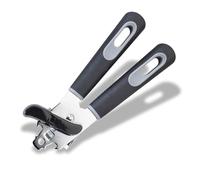 Fackelmann PRO Can Opener, Multi Functional Tin Opener with Bottle Opener, Stainless Steel Function Head, Soft Touch Handle, 21.5x5x4.5cm, Black & Grey