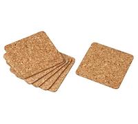FACKELMANN Raclette Glass Coasters, Natural Cork Coasters, Water Resistant Table Coasters (Colour: Brown), Quantity: 6
