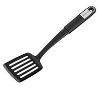 Fackelmann Sense Slotted Turner 33 cm with Plastic Functional Parts, Non-Slip Soft-Touch Handle, for Coated Pans and Pans (Colour: Silver/Black) Quantity: 1 Piece