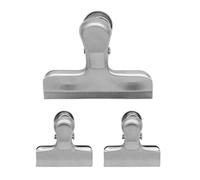 Fackelmann Stainless Steel Bag Clips, Set of 3, Food Bag Clips, Clip for Food Storage, Keeping Food Fresh, Seal Food & Sandwich Bags & Snack Bags, Reusable Bag Sealing Grip, Pack of 3, Silver