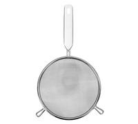 Fackelmann Stainless Steel Sieve, Medium, White Handle Inlay, 16cm Diameter, Silver & White