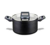 Fackelmann Statement ⌀20cm Cooking Pot, Recycled Aluminium, Non-Stick Grey | PFAS Free Ceramic Coating, Heat-Resistant Comfort Grip Handle, Glass Lid, All Stoves Including Induction, 33x20x11.5cm