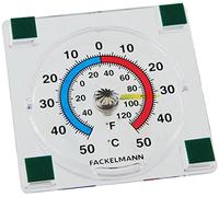 Fackelmann TECNO Window Thermometer Analogue Outdoor Thermometer Self-Adhesive Thermometer with Temperature Display -/+50°C (Colour: Transparent), Pack of 1, 7.7 x 7.7 x 2 cm
