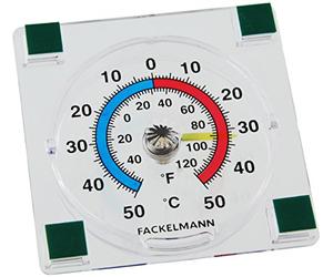 Fackelmann TECNO Window Thermometer Analogue Outdoor Thermometer Self-Adhesive Thermometer with Temperature Display -/+50°C (Colour: Transparent), Pack of 1, 7.7 x 7.7 x 2 cm