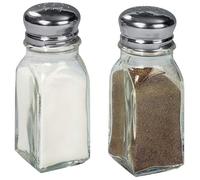 FACKELMANN Transparent Salt and Pepper Shaker, Basic Set of Stylish Kitchen Utensils, Glass and Stainless Steel, 9.5 x 4 x 4 cm