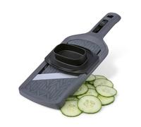 Fackelmann Vegetable Slicer - Made of Stainless Steel with 4 Step Cutter, Ergonomic Slider and Leftover Holder, for Precise Cutting - Made in Germany, Anthracite