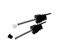 Fackelmann Wine Pourer, Set of 2, Bartending Bottle Servers, Champagne Stopper, Fits Most Sizes, Free Flow Drinks & Spirit Server, For Oil & Other Liquids, Stainless Steel, Silver & Black,10x2.5cm