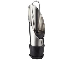 Fackelmann Wine Pourer with Stopper of Stainless Steel/Silicone, Silver/Black, 3-Inch
