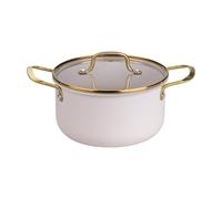 FACKELMANN x Pamela Reif Cooking Pot with Lid Diameter 20 cm - Recycled Aluminium, Pastel Beige, Includes Glass Lid, Heat Resistant up to 160 °C, 3400 ml, Suitable for All Hobs