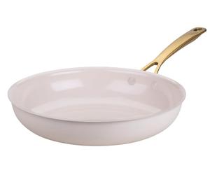 FACKELMANN x Pamela Reif Frying Pan Diameter 28 cm - Made from Recycled Aluminium with PFAS-Free Ceramic Coating, Pastel Beige, Suitable for All Hob Types