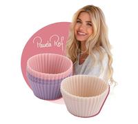 FACKELMANN x Pamela Reif Silicone Muffin Cases - 12 Pieces, Made of Platinum Silicone in Pastel Pink, Lavender and Beige - Temperature Resistant from -40°C to Plus 230°C, Dishwasher Safe