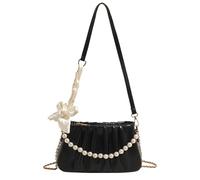 FackLOxc Bag PU Leather Crossbody Sweet Shoulder with Pearl Chain Simple Clouds Female Messengers Womens Shoulder with Pearl Chain Sweet Clouds Pu Leather Crossbody