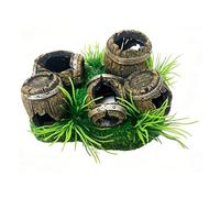 FackLOxc Barrels Shape Reptiles Shelter Hand Painted Waterproof Resins Hide Cave for Snake Tanks and Habitats Aquariums Landscaping Accessory