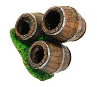 FackLOxc Barrels Shape Reptiles Shelter Hand Painted Waterproof Resins Hide Cave for Snake Tanks and Habitats Aquariums Landscaping Accessory