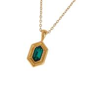 FackLOxc Beautiful Gold Color Gemstones Necklace Featuring a Small Pendant Inlaid with Cubic Zirconia for Women Vintage Look