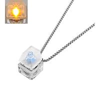 FackLOxc Decompressed Pendant Necklace Men Sweater Chain Mechanical Keyboard LED Light Button Necklace for Computer Geeks