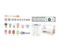 FackLOxc Educational Wooden Ice Cream Model Playset Develops Communication Skills Creative Play Pretend Store Toy for Fine Motor Skills Development