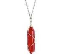 FackLOxc Elegant Hexagonal Prisms Carnelian Necklace Positive Gemstones Pendant Wire Wrapping Agate Pendant Jewelry