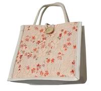 FackLOxc Fabric Bag Bag with Flower Pattern Top Handle Bags Casual Textbook Handbag for Fashion Women Korean Purse