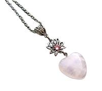 FackLOxc Flower Necklace Rose Heart Pendant Clavicle Chain Natural Stone Love-Charm Choker Sweater Chain Jewelry