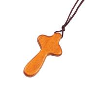 FackLOxc Hand Held Wooden Pendant Necklace Holding Crosses Choker for Men Women Jewelry Car Rearview Decoration