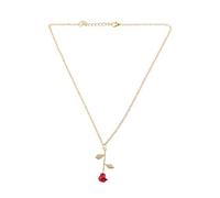 FackLOxc Nice Jewelry Decoration 3D Red Rose Pendant Necklaces Beauty and Golden Filled Necklaces for Girls