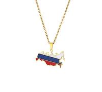 FackLOxc Russia Flag Pendant Stainless Steel Chain Necklaces Women Men Country Map Necklace Jewelry Stainless Steel