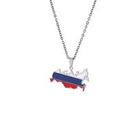 FackLOxc Russia Flag Pendant Stainless Steel Chain Necklaces Women Men Country Map Necklace Jewelry Stainless Steel