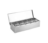 FackLOxc Stainless Steel Box Container BoxRack Holder Outdoor Cooking Camping Household 5-Grid Portable Salt Pepper Jar Storage Container for Kitchen