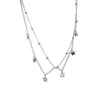 FackLOxc Star Beaded Chain Necklace Elegant Alloy Neckwear Pendant Choker Suitable for Party Daily Double Layer Necklace