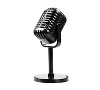 FackLOxc Upgraded Retro Microphone Props Model Vintage Stage Table Decor Plastics Fake Antique Prop Prop with Stand