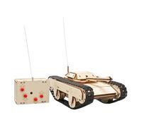 FackLOxc Wooden Remote Control Tanks Assembly Kits Toy Building Block Educational Science Project for Kids Learning Kids Wooden Tanks Assembly Project
