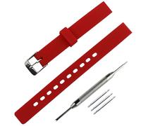 FACLE 12mm Silicone Watch Strap Pin buckle Accessories Outdoor Sports waterproof rubber watch band with men's and women's wristbands bracelet (Red, 12mm)