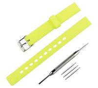 FACLE 12mm Silicone Watch Strap Pin buckle Accessories Outdoor Sports waterproof rubber watch band with men's and women's wristbands bracelet (Yellow, 12mm)