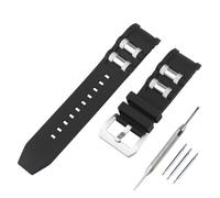 FACLE 26mm men's silicone watch band Replacement fit for Invicta Russian Diver 1242 1800 15565 10051 80119 0518 Outdoor sports rubber watch strap Wristband bracelet accessories (Black with silver