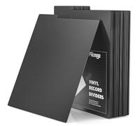 Facmogu 20PCS Vinyl Record Dividers, Upgrade Thicker 33 RPM Plastic Vinyl Record Separators, 12in Blank Writable DIY Record Dividers, Reusable LP Dividers for Vinyl DVD Record Albums Storage - Black