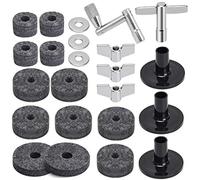 Facmogu 23PCS Cymbal Replacement Accessories, Cymbal Stand Felts, Drum Cymbal Felt Pads Include Wing Nuts, Washers, Cymbal Sleeves & Drum Key - Gray