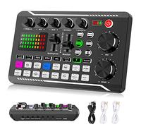 Facmogu F998 Live Sound Card Audio Mixer, Podcast Audio Interface with DJ Mixer Effects, Voice Changer with Sound Effects for Karaoke Tiktok YouTube Live Streaming Record Gaming